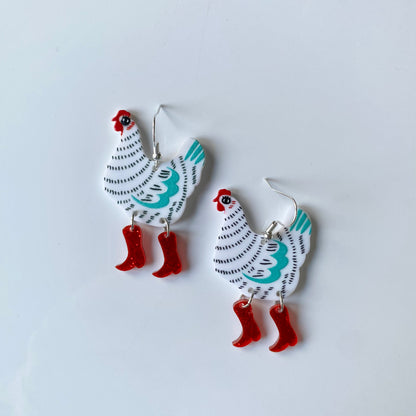 Chickens in Boots Earrings