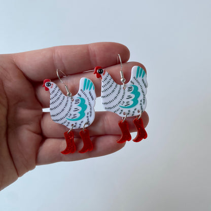 Chickens in Boots Earrings