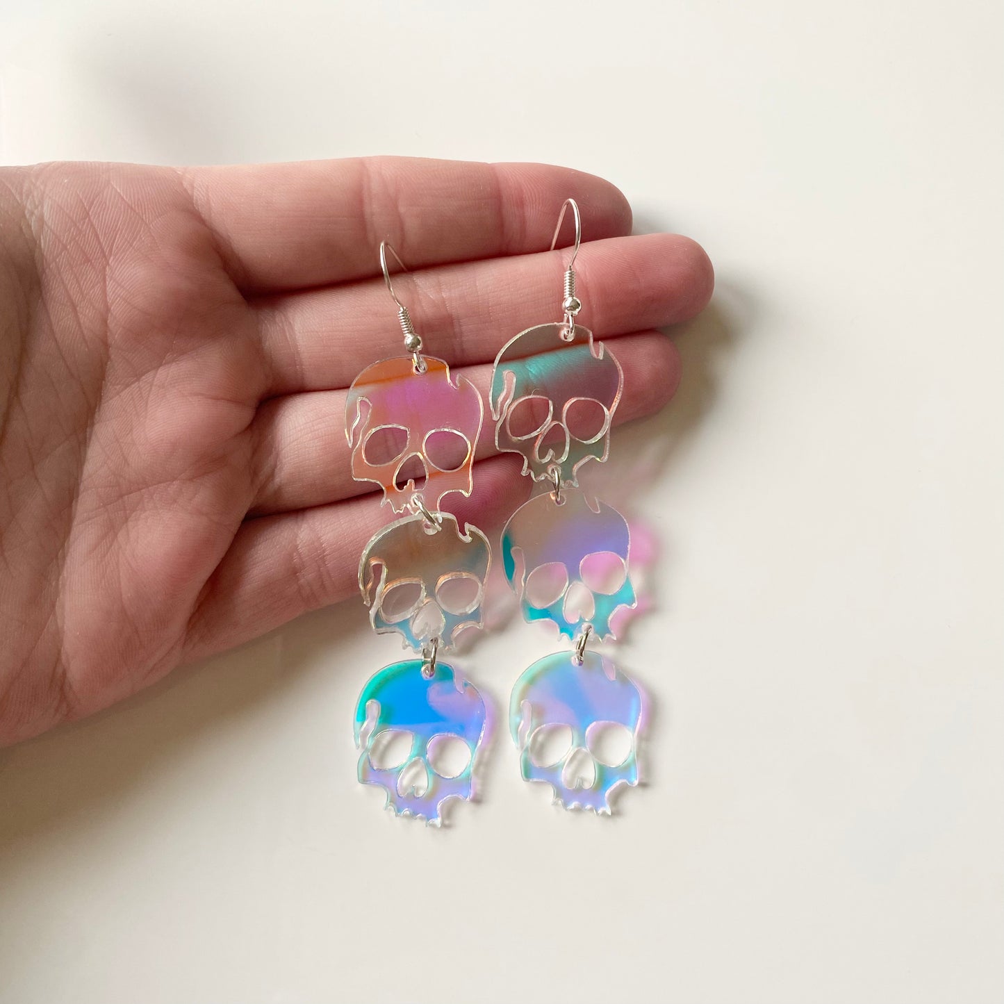 Iridescent Skull Earrings