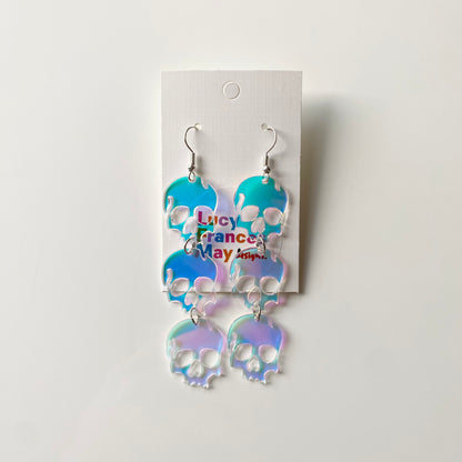 Iridescent Skull Earrings