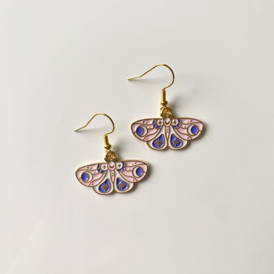 Pink Moth Earrings