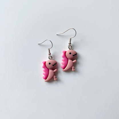 Pink Dinosaur Earrings