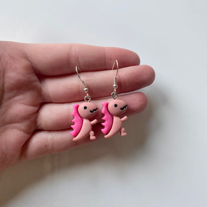 Pink Dinosaur Earrings