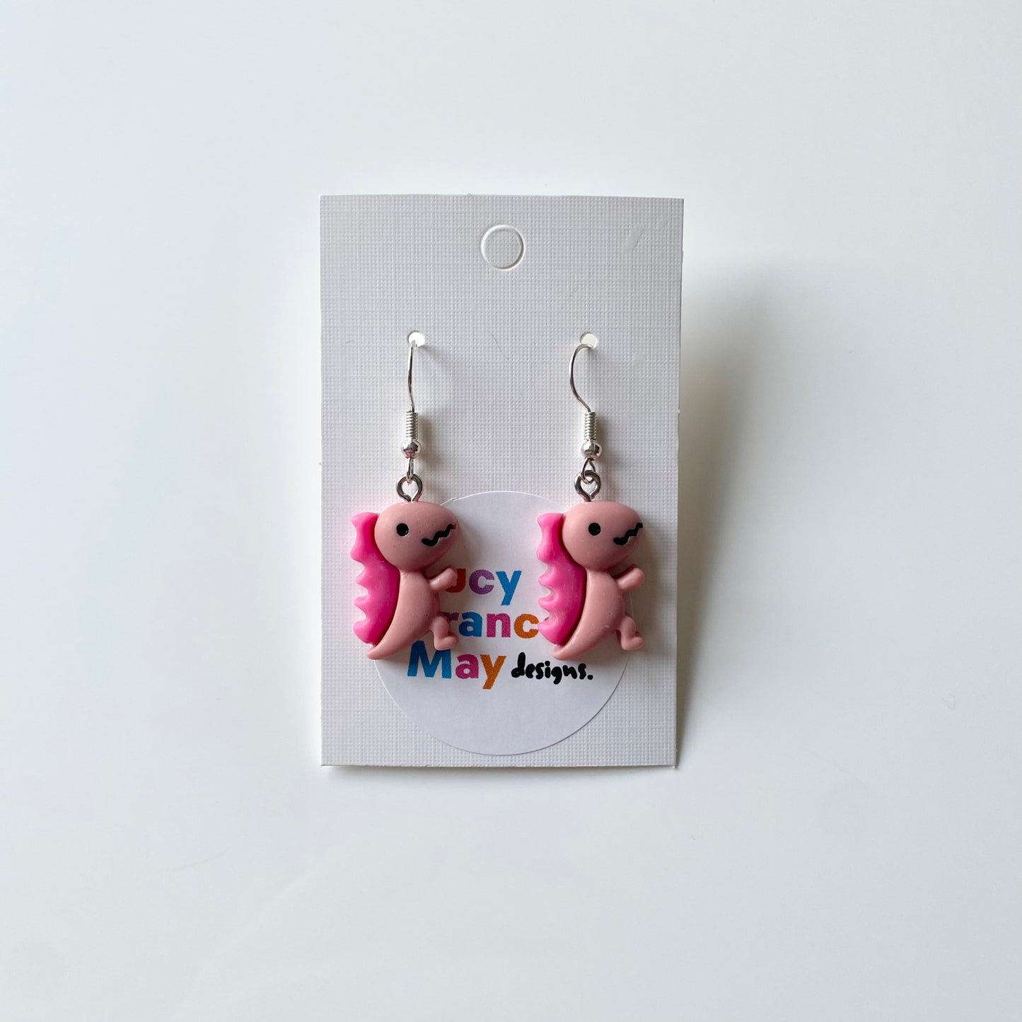 Pink Dinosaur Earrings