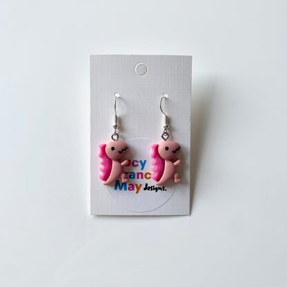 Pink Dinosaur Earrings